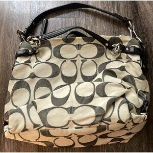 Vintage Coach Canvas Classic Logo Women’s Tote Shoulder Bag Green Mint Interior